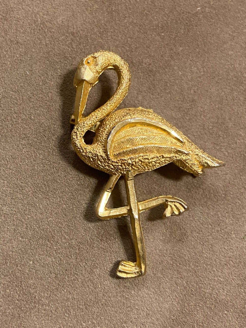 Gold Flamingo Brooch Pin